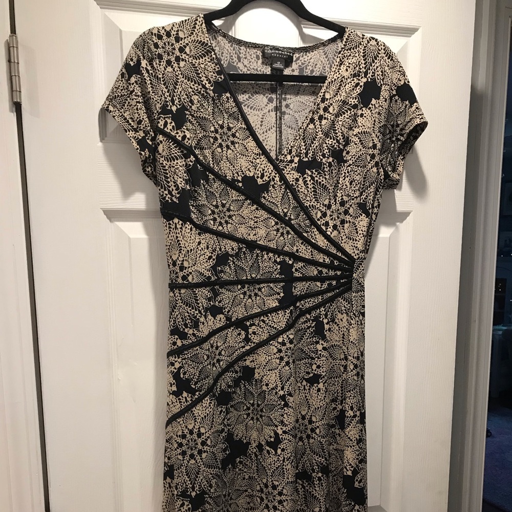 Knee length black tan slimming dress